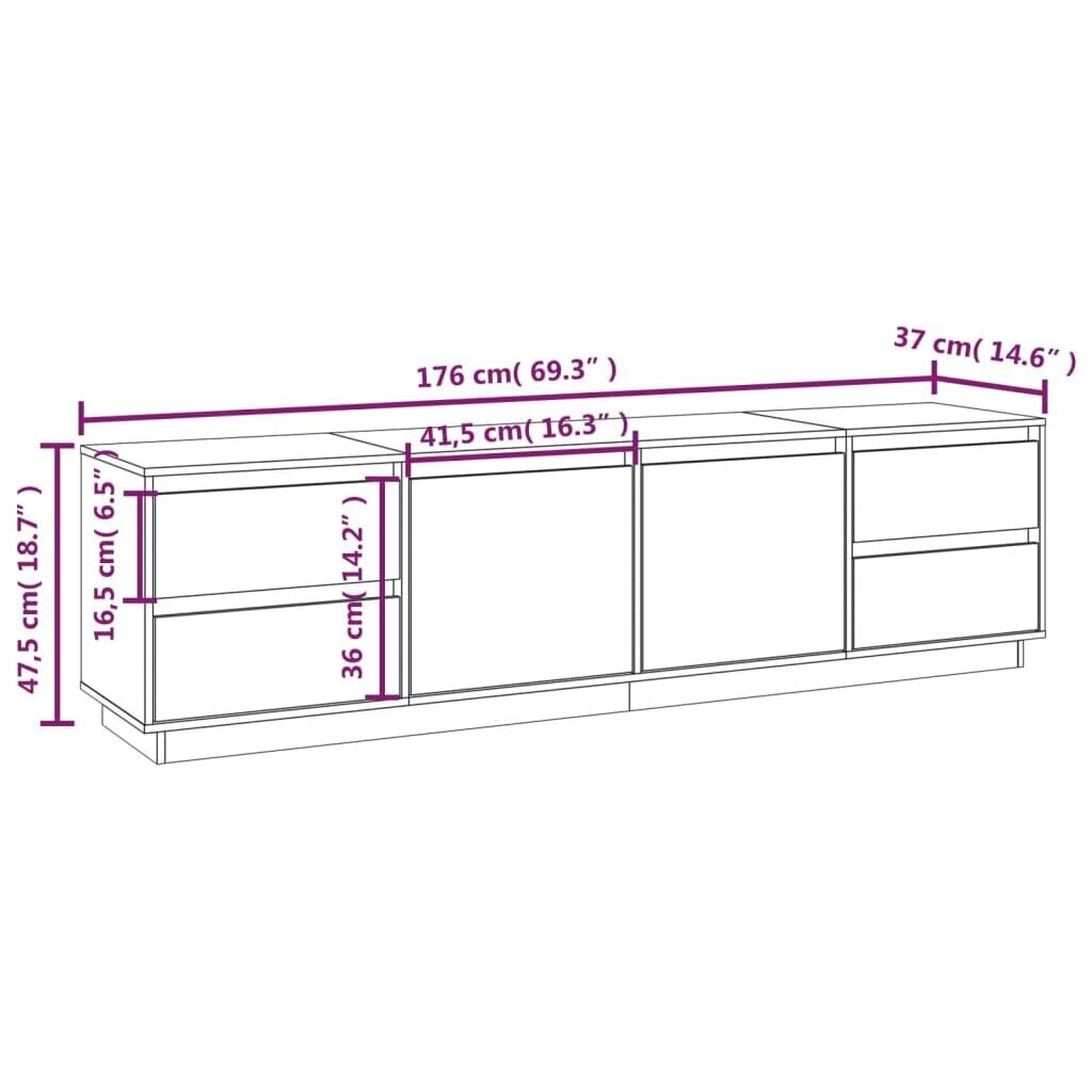 vidaXL telerikapp, hall, 176 x 37 x 47,5 cm, männipuit hind ja info | TV alused | kaup24.ee