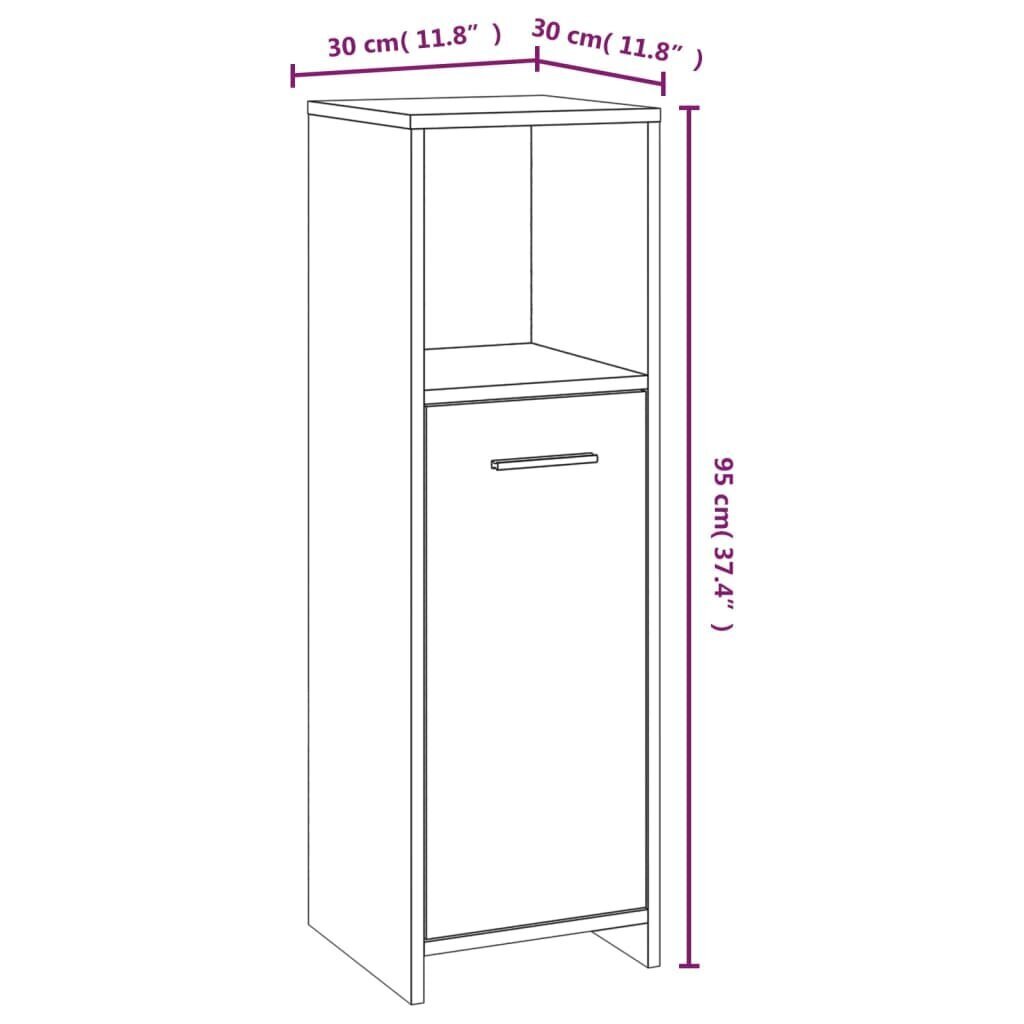 vidaXL vannitoakapp, pruun tamm, 30 x 30 x 95 cm, tehispuit цена и информация | Vannitoakapid | kaup24.ee