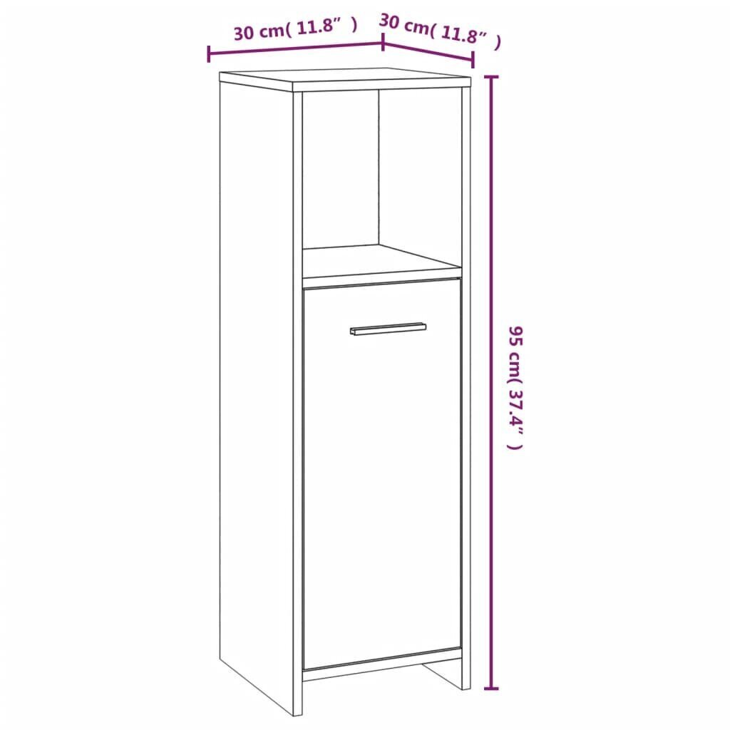 vidaXL vannitoakapp, suitsutatud tamm, 30 x 30 x 95 cm, tehispuit hind ja info | Vannitoakapid | kaup24.ee