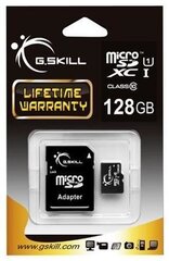 Mälukaart G.Skill SDXC Micro SDXC 128GB, klass 10 UHS-I + adapter hind ja info | Mobiiltelefonide mälukaardid | kaup24.ee