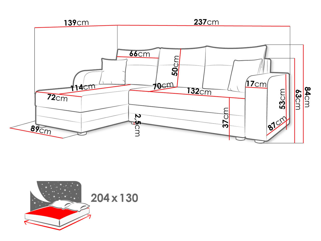 Nurgadiivanvoodi PORUBA BIS-Lux 23 + Lux 14 hind ja info | Diivanid ja diivanvoodid | kaup24.ee