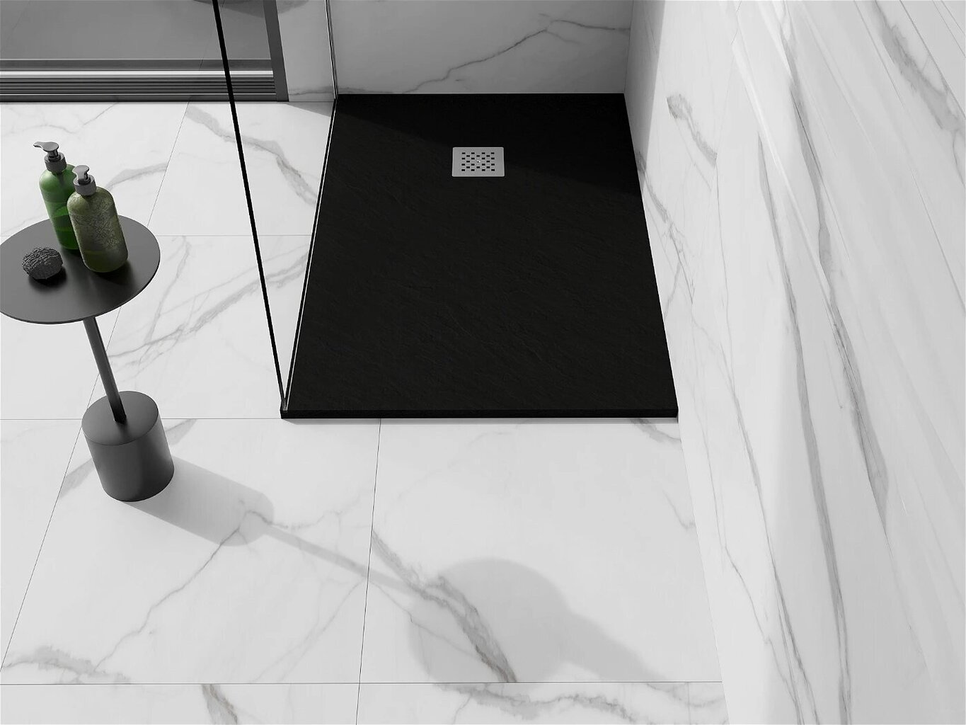 Ristkülikukujuline dušialus Mexen Stone+ sifooniga, Black, 110x70,80,90 cm цена и информация | Dušialused | kaup24.ee