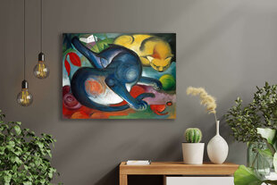 Reproduktsioon "Kaks kassi, sinine ja kollane" (Franz Marc), 100x70 cm. цена и информация | Картины, живопись | kaup24.ee