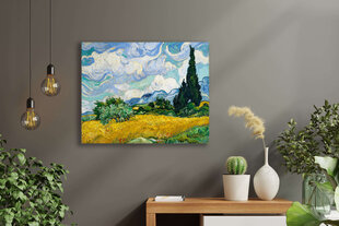 Reproduktsioon "Nisupõld küpressidega" (Vincent van Gogh), 60x80 cm цена и информация | Картины, живопись | kaup24.ee