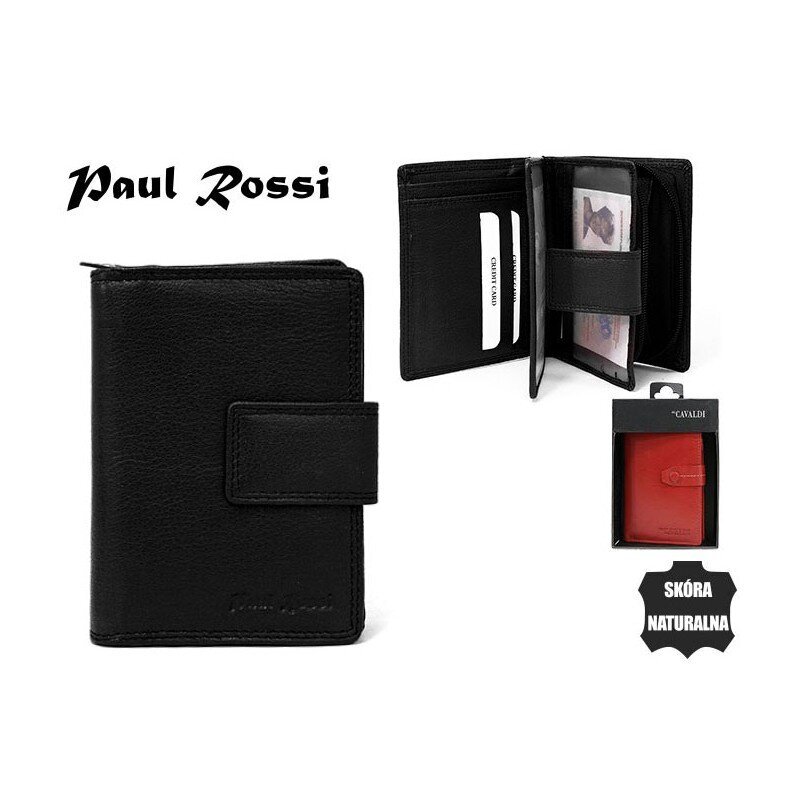 Naiste rahakott naturaalsest nahast Paul Rossi, must hind ja info | Naiste rahakotid | kaup24.ee