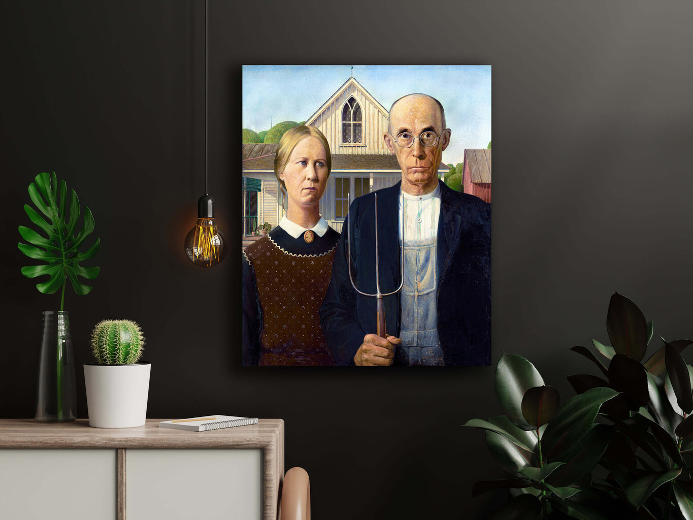 Reproduktsioon "Ameerika gootika" (Grant Wood), 40x60 cm цена и информация | Seinapildid | kaup24.ee