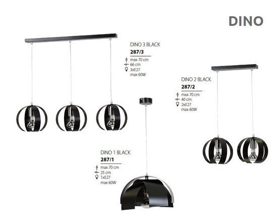 Rippvalgusti Dino 1, must hind ja info | Rippvalgustid | kaup24.ee