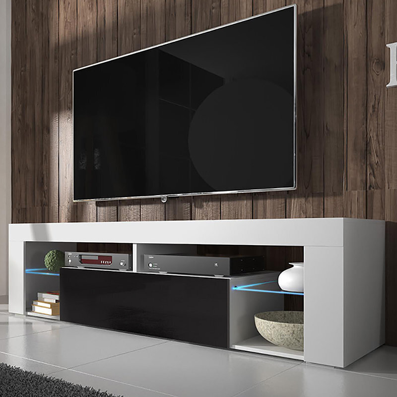 TV laud Hugo LED, valge/must hind ja info | TV alused | kaup24.ee