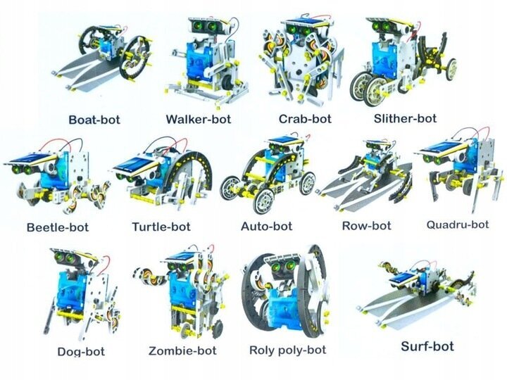 Päikeseenergial töötava roboti õppekomplekt 13in1 цена и информация | Klotsid ja konstruktorid | kaup24.ee