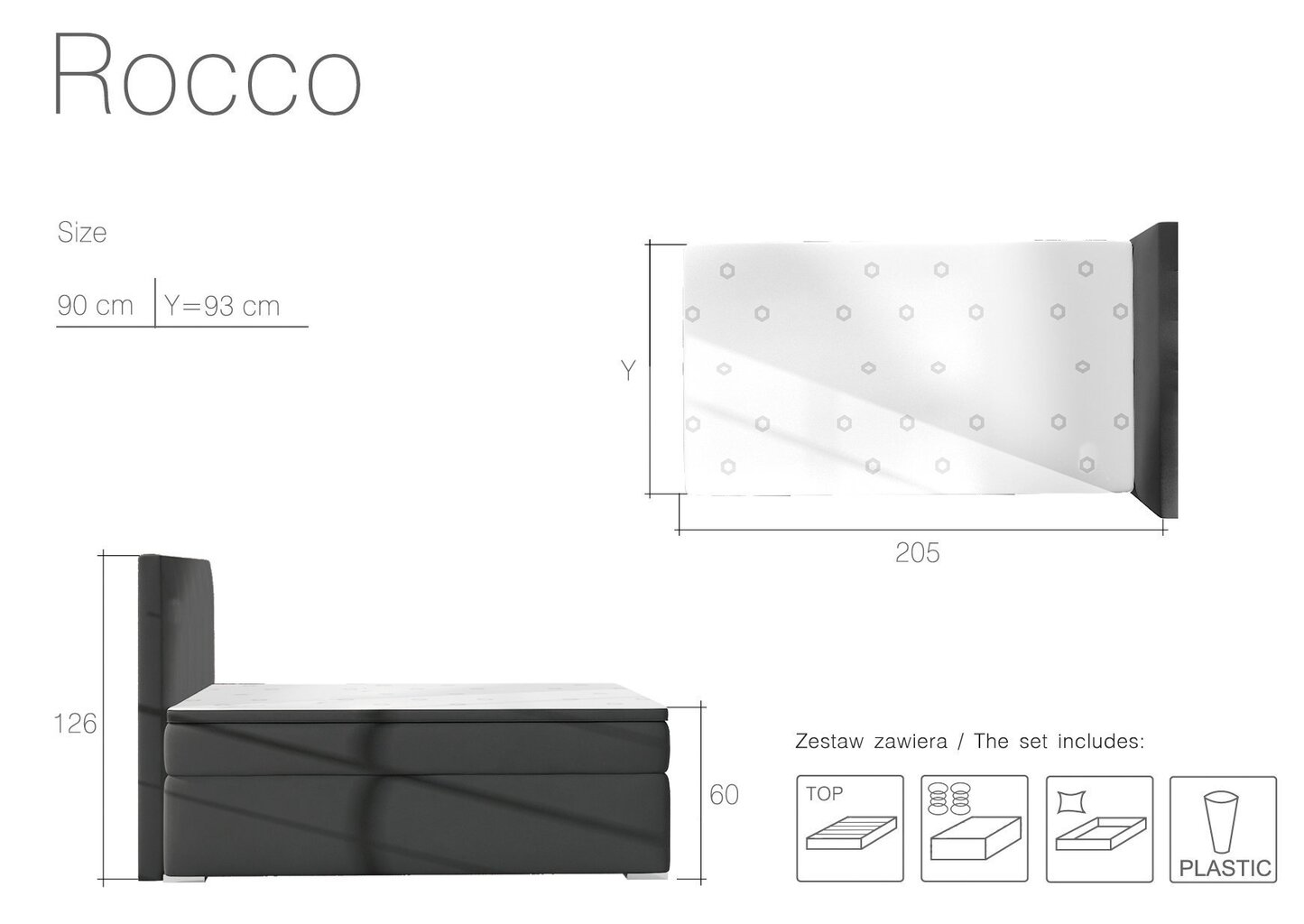 Voodi Rocco 90X200 cm, tumehall hind ja info | Voodid | kaup24.ee