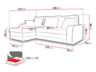 Nurgadiivanvoodi DALMIR LUX-Matana 12 + Uttario Velvet 2967 hind ja info | Diivanid ja diivanvoodid | kaup24.ee