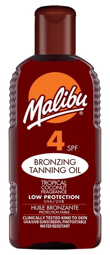 Pruunistav päevitusõli Malibu SPF 4 200 ml hind ja info | Päikesekreemid | kaup24.ee