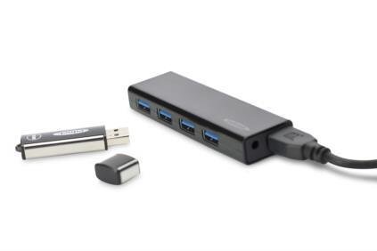 EDNET Hub 4-port USB 3.0 SuperSpeed, Power Supply, black hind ja info | USB jagajad, adapterid | kaup24.ee