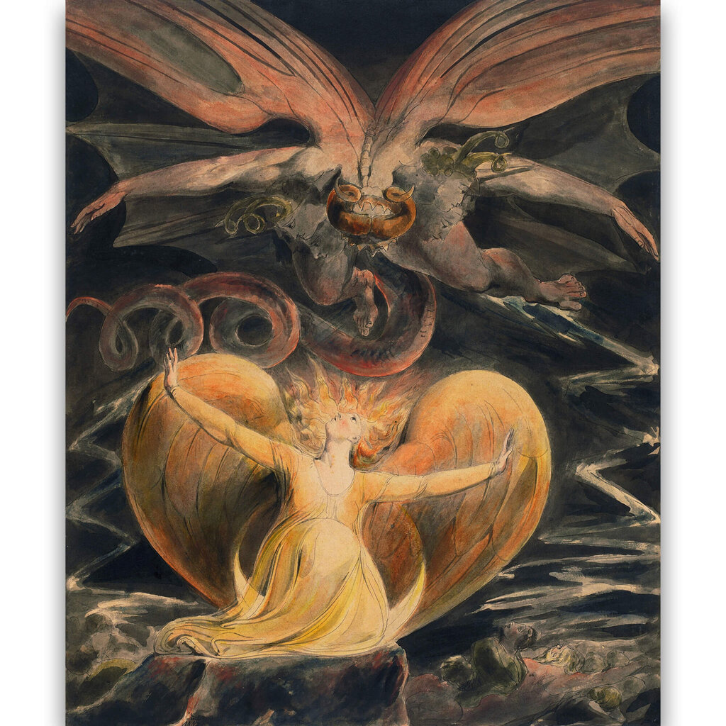 Reproduktsioon "Suur punane draakon ja päikesega riietatud naine" (William Blake), 30x40 cm hind ja info | Seinapildid | kaup24.ee