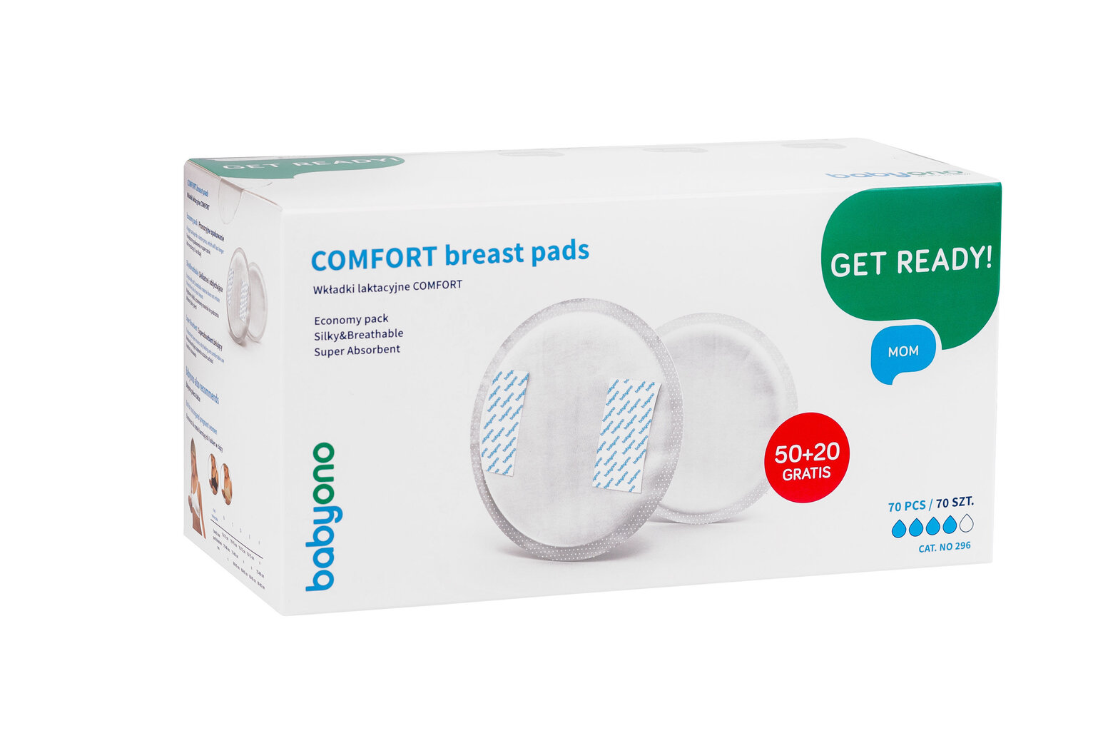 Ühekordsed rinnapadjad BabyOno Comfort 296, 70tk цена и информация | Vahendid imetamiseks | kaup24.ee