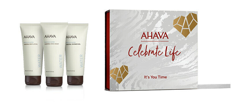 Kehahoolduskomplekt naistele Ahava Celebrate Life It's You Time: mineraalne kehakreem, 100 ml + mineraalne dušigeel 100 ml + mineraalne kätekreem 100 ml цена и информация | Kehakreemid, kehaspreid | kaup24.ee