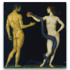 Reproduktsioon Aadam ja Eeva (Franz von Stuck), 40x40 cm hind ja info | Seinapildid | kaup24.ee