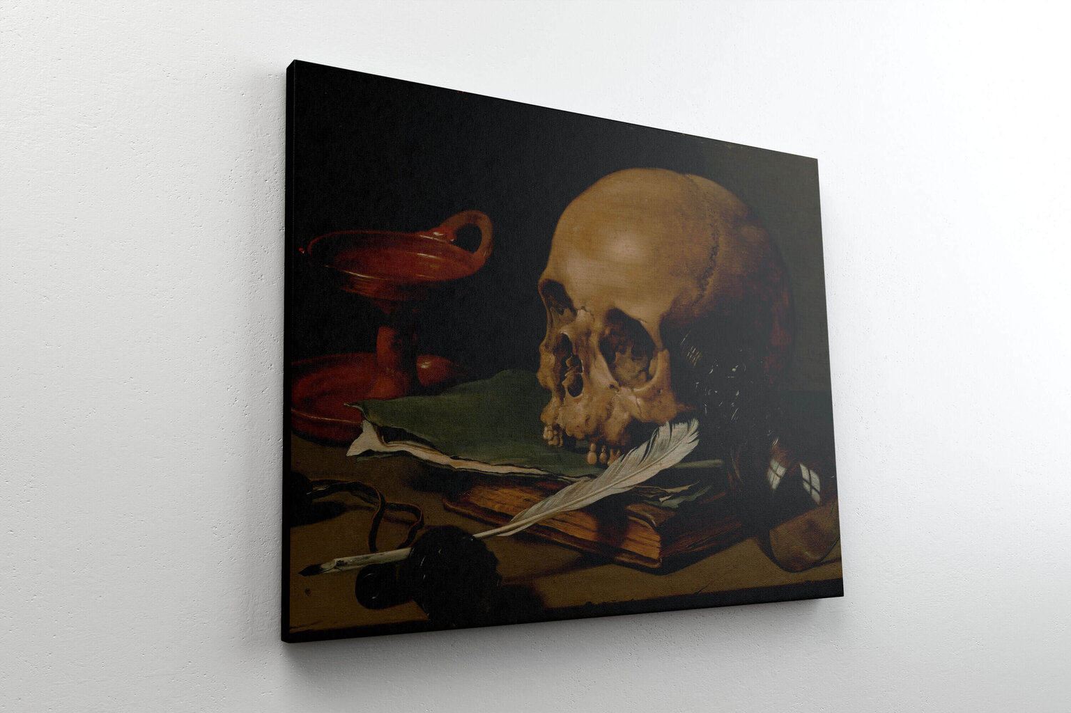 Reproduktsioon Natüürmort kolju ja sulgedega (Peter Claes), 100x70 cm hind ja info | Seinapildid | kaup24.ee