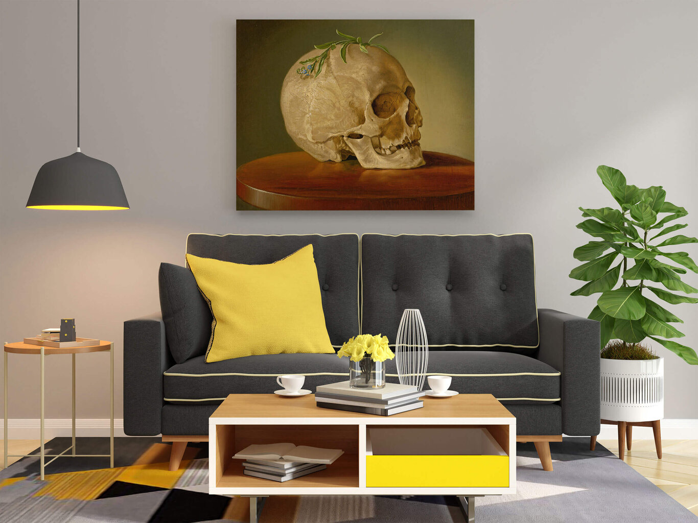 Reproduktsioon Still Life with a Skull and a Forget-Me-Not (Vojtech Klimkovich), 80x65 cm hind ja info | Seinapildid | kaup24.ee