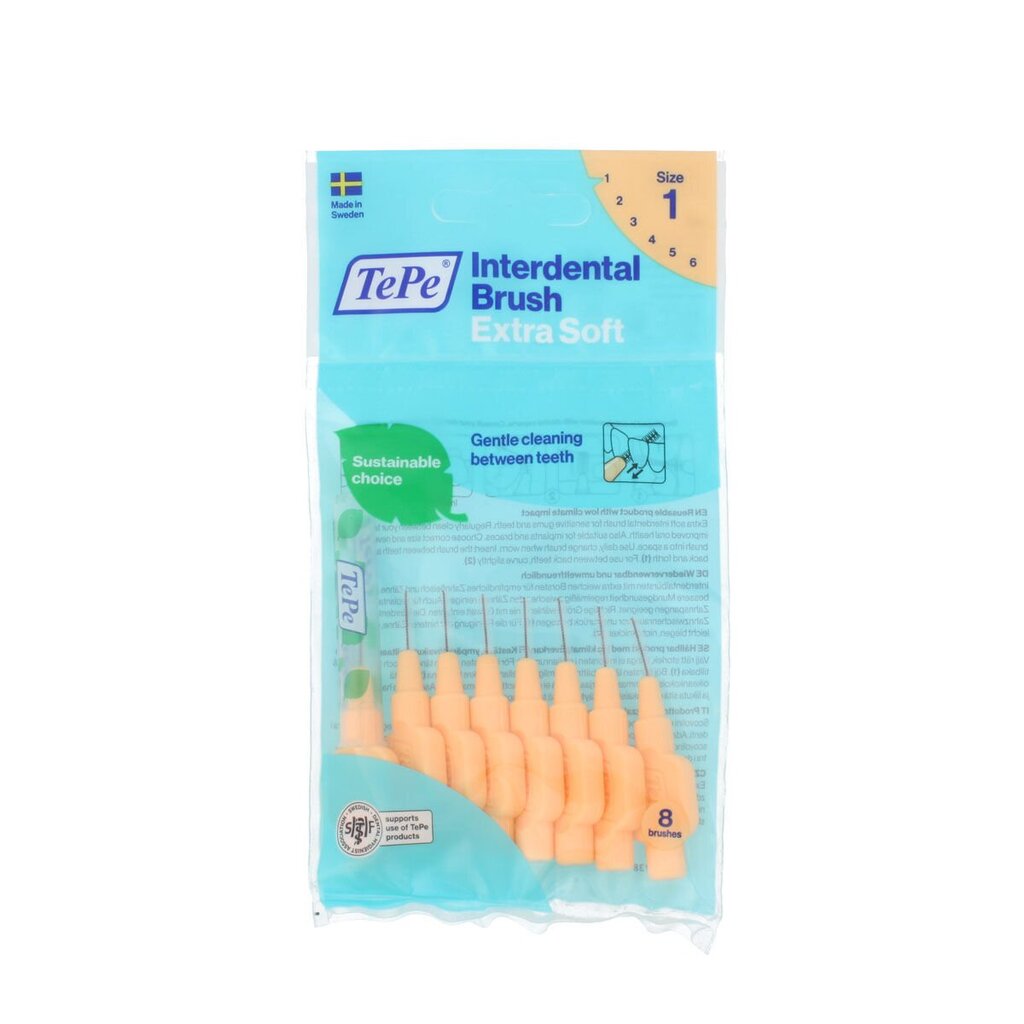 TePe Interdental Brush Extra Soft 0.45 mm orange 8 pcs - Very fine interdental brushes 8.0ks hind ja info | Suuhügieen | kaup24.ee