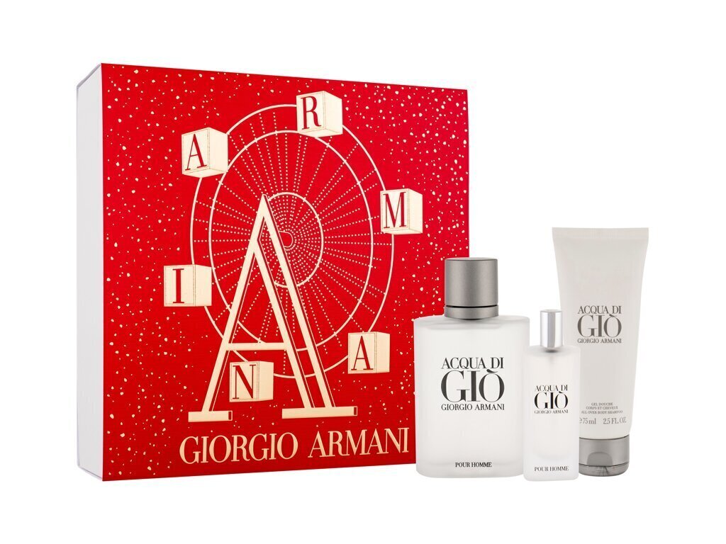 Komplekt meestele Giorgio Armani Acqua di Gio Pour Homme: EDT, 100 ml + EDT, 15 ml + dušigeel, 75 ml цена и информация | Meeste parfüümid | kaup24.ee