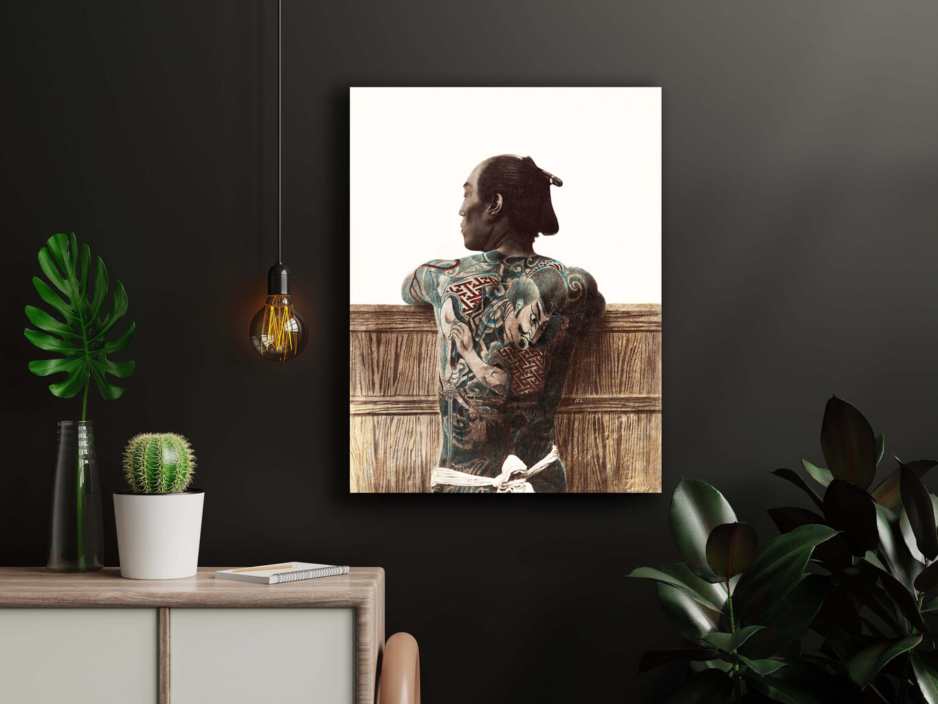 Reproduktsioon Nude photography of tattooed Japanese man (19a) (Kusakabe Kimbey), 100x80 cm hind ja info | Seinapildid | kaup24.ee