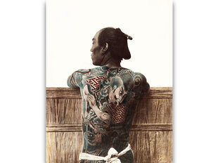 Reproduktsioon Nude photography of tattooed Japanese man (19a) (Kusakabe Kimbey), 100x80 cm цена и информация | Картины, живопись | kaup24.ee