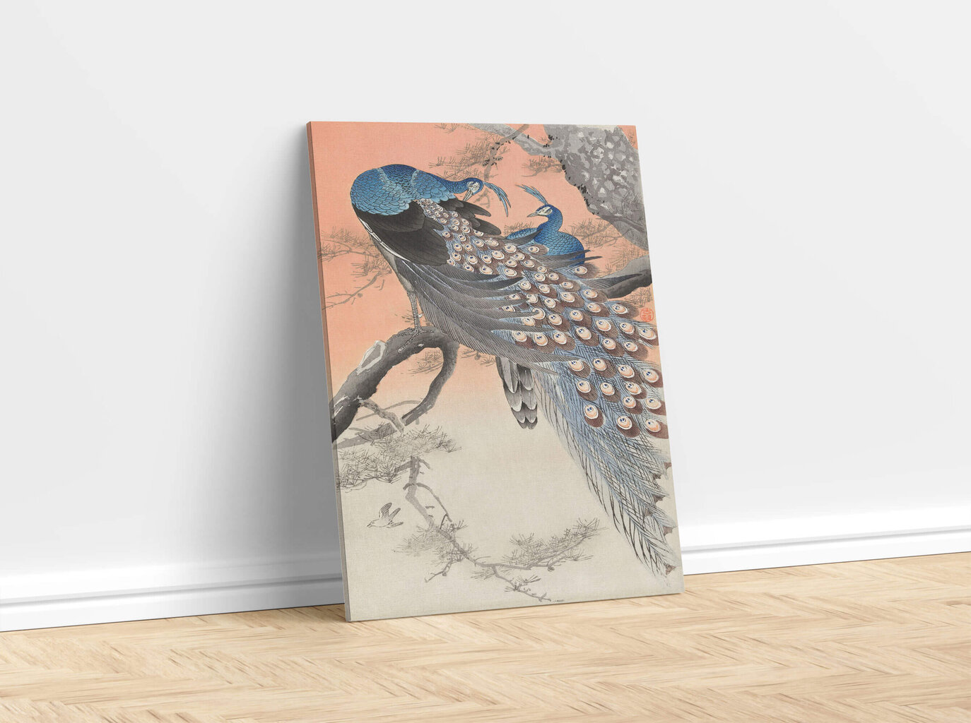 Reproduktsioon Kaks paabulindu puuoksal (Ohara Koson), 80x50 cm hind ja info | Seinapildid | kaup24.ee
