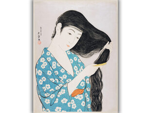 Reproduktsioon Naine kammib oma juukseid (Goyo Hashiguchi), 100x70 cm hind ja info | Seinapildid | kaup24.ee