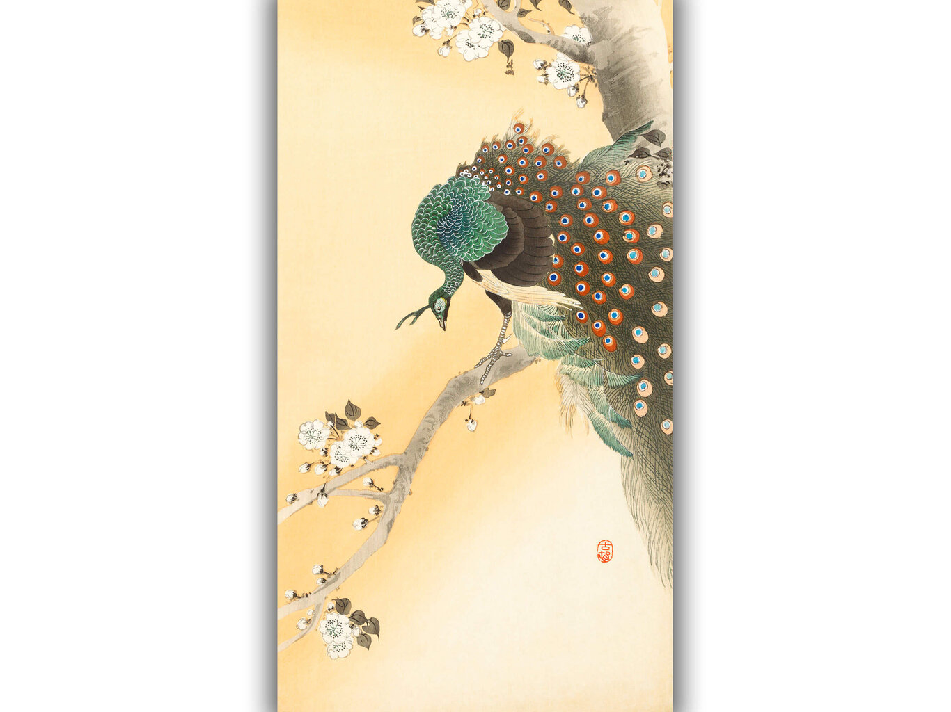 Reproduktsioon Paabulind kirsiõitel (Ohara Koson), 60x30 cm цена и информация | Seinapildid | kaup24.ee