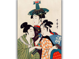 Reproduktsioon kolm poissi või tüdrukut (Utamaro Kitagawa), 30x40 cm hind ja info | Seinapildid | kaup24.ee