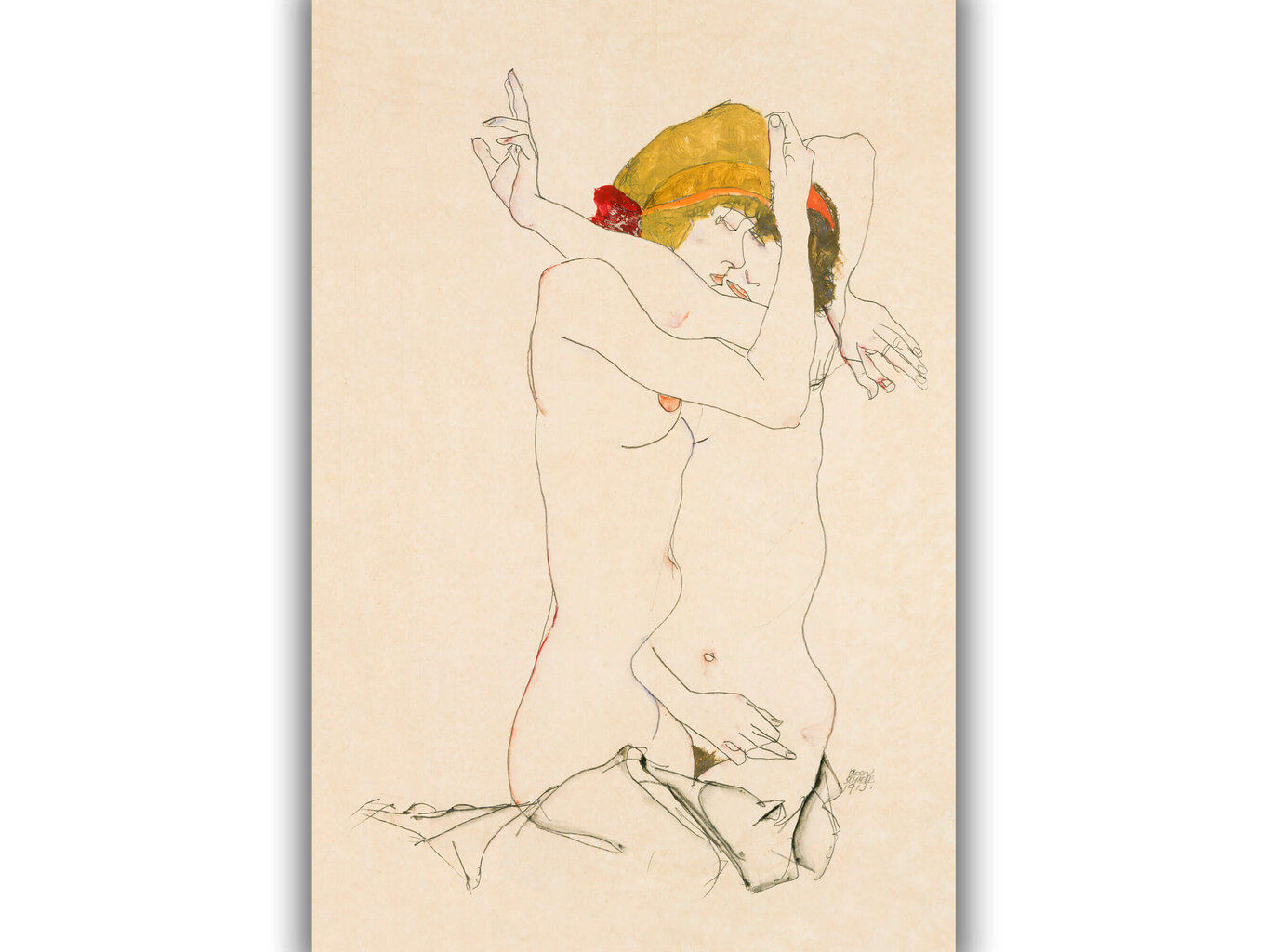 Reproduktsioon Kaks embavat naist (Egon Schiele), 100x70 cm цена и информация | Seinapildid | kaup24.ee