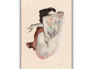 Reproduktsioon Kükitades alasti kingades ja mustades sukkades (Egon Schiele), 60x80 cm hind ja info | Seinapildid | kaup24.ee