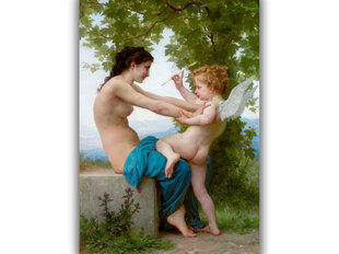 Reproduktsioon Noor tüdruk kaitseb ennast Erose eest (William Bouguereau), 100x70 cm hind ja info | Seinapildid | kaup24.ee