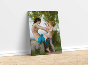 Reproduktsioon Noor tüdruk kaitseb ennast Erose eest (William Bouguereau), 100x70 cm hind ja info | Seinapildid | kaup24.ee