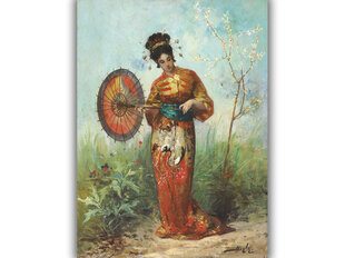 Reproduktsioon Jaapani naine vihmavarjuga (Pierre-Marie Baille), 60x80 cm hind ja info | Seinapildid | kaup24.ee