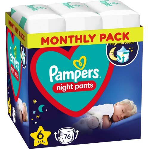 Püksmähkmed Pampers Night Pants Monthly Pack, suurus 6, 15+ kg, 76 tk цена и информация | Mähkmed | kaup24.ee