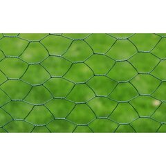 vidaXL kanade traataed tsingutud PVC kattega 25 x 0,5 m, roheline hind ja info | Aiad ja tarvikud | kaup24.ee