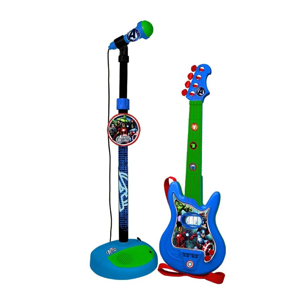 Muusikalise mikrofoni ja kitarri komplekt The Avengers sinine, hind ja info | Poiste mänguasjad | kaup24.ee