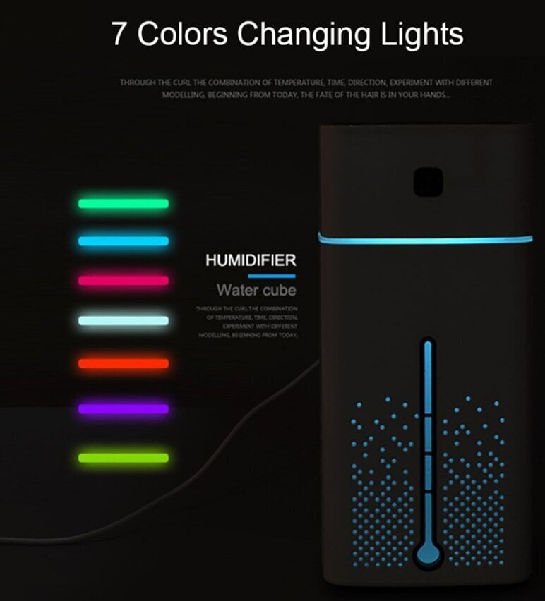 Ultraheli õhuniisutaja difuusor Mute 7 Color Night Light 1000ML Aroomiteraapia difuusor Cool Mist Maker цена и информация | Õhuniisutajad | kaup24.ee