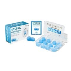 HASPRO sinised silikoonist veekõrvatropid 6-paari (27dB) цена и информация | Защита головы | kaup24.ee