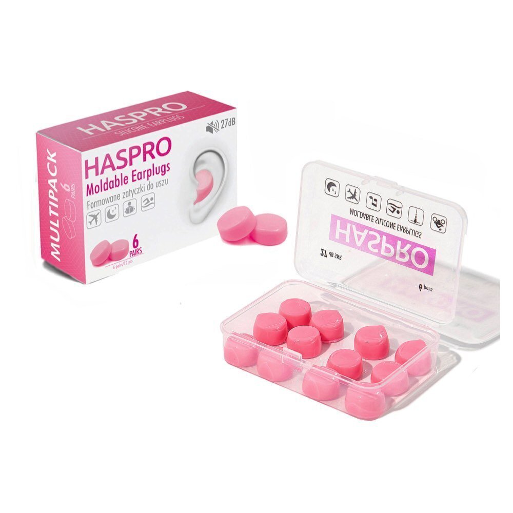 HASPRO roosad silikoonist veekõrvatropid 6-paari (27dB) hind ja info | Peakaitsmed | kaup24.ee
