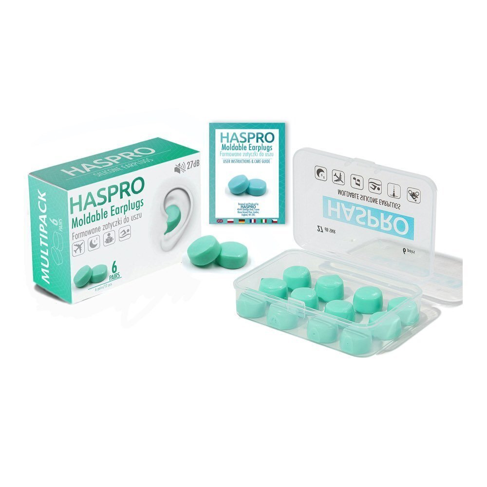 HASPRO mündirohelised silikoonist veekõrvatropid 6-paari (27dB) цена и информация | Muu ujumisvarustus | kaup24.ee