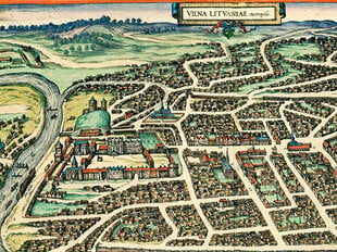 Reproduktsioon Vilniuse kaart (1576), 60x80 cm hind ja info | Seinapildid | kaup24.ee