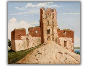 Trakai lossi varemete reproduktsioon (1854) (Vincenta Dmochowski), 80x65 cm цена и информация | Картины, живопись | kaup24.ee