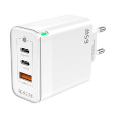 Мега мощная 3.3V-20V (1.5-3.25A) 2x USB-C TypeC / USB сетевая зарядка Jellico C79 GaN 65W, белая цена и информация | Зарядные устройства для телефонов | kaup24.ee