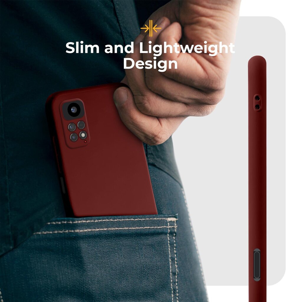 Moozy Minimalist Kerge Silikoonist Ümbris Xiaomi Redmi Note 11 Pro 5G, Xiaomi Redmi Note 11 Pro, Veinipunane Värv – Matt Õhuke Pehme TPU Ümbris hind ja info | Telefoni kaaned, ümbrised | kaup24.ee