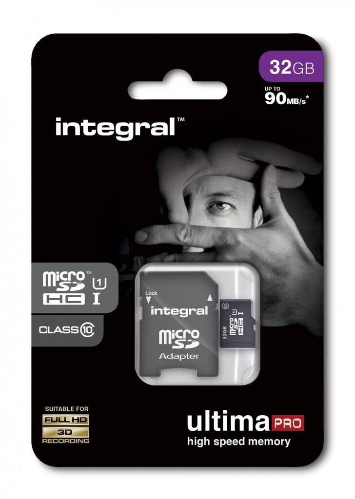 Mälukaart Integral Ultima Pro X MicroSDHC UHS-I 32GB + Adapter hind ja info | Mobiiltelefonide mälukaardid | kaup24.ee