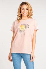 Женская футболка YoClub PK-082 Flowers, розовая цена и информация | Женские футболки | kaup24.ee