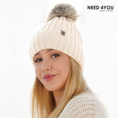 Naiste müts Need 4You, valge, merino wool цена и информация | Женские шапки | kaup24.ee